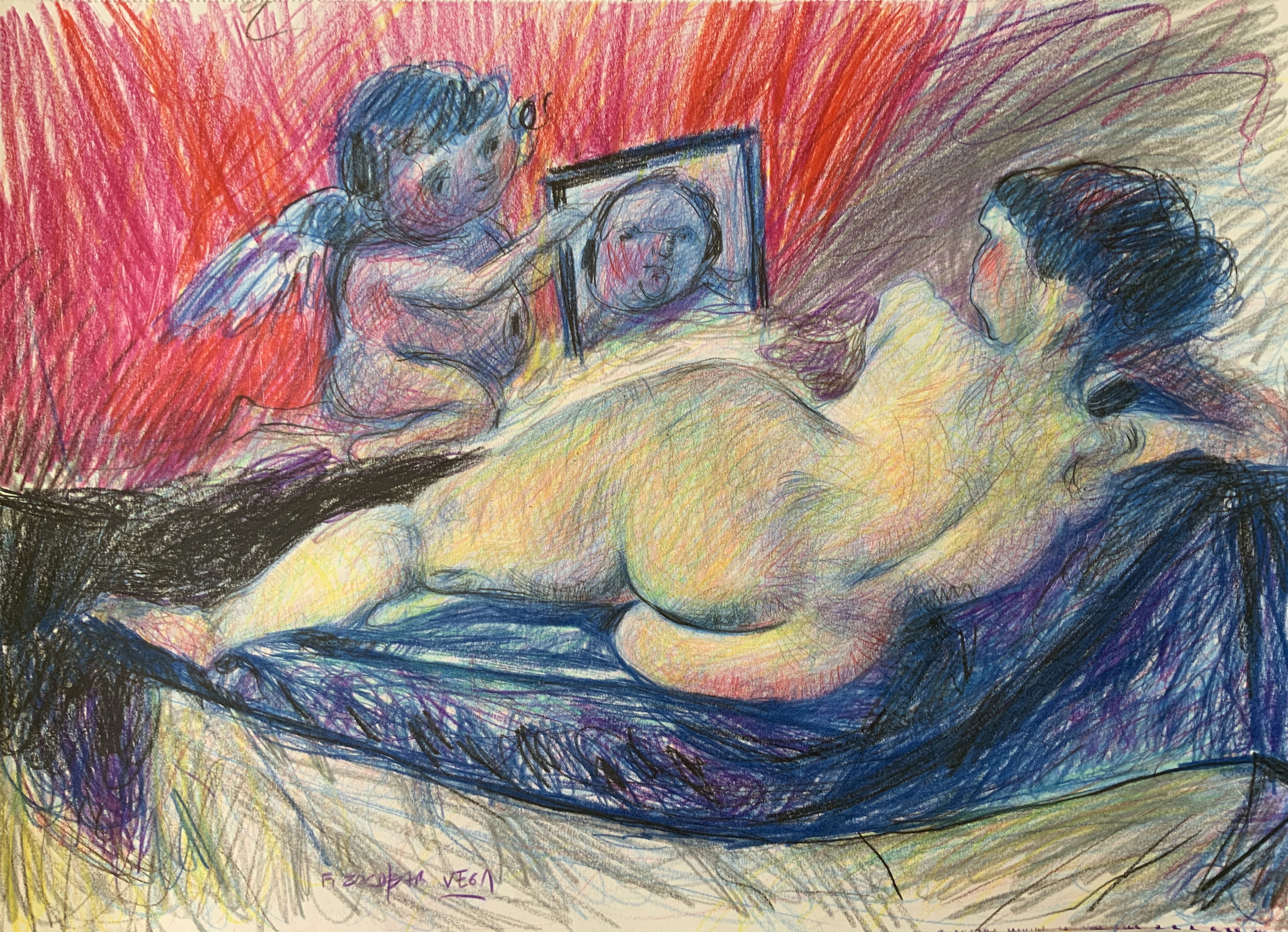 Fredy Escobar Vega, Venus with a mirror II, after Velazquez Fredy Escobar Vega, Venus with a mirror II, after Velazquez