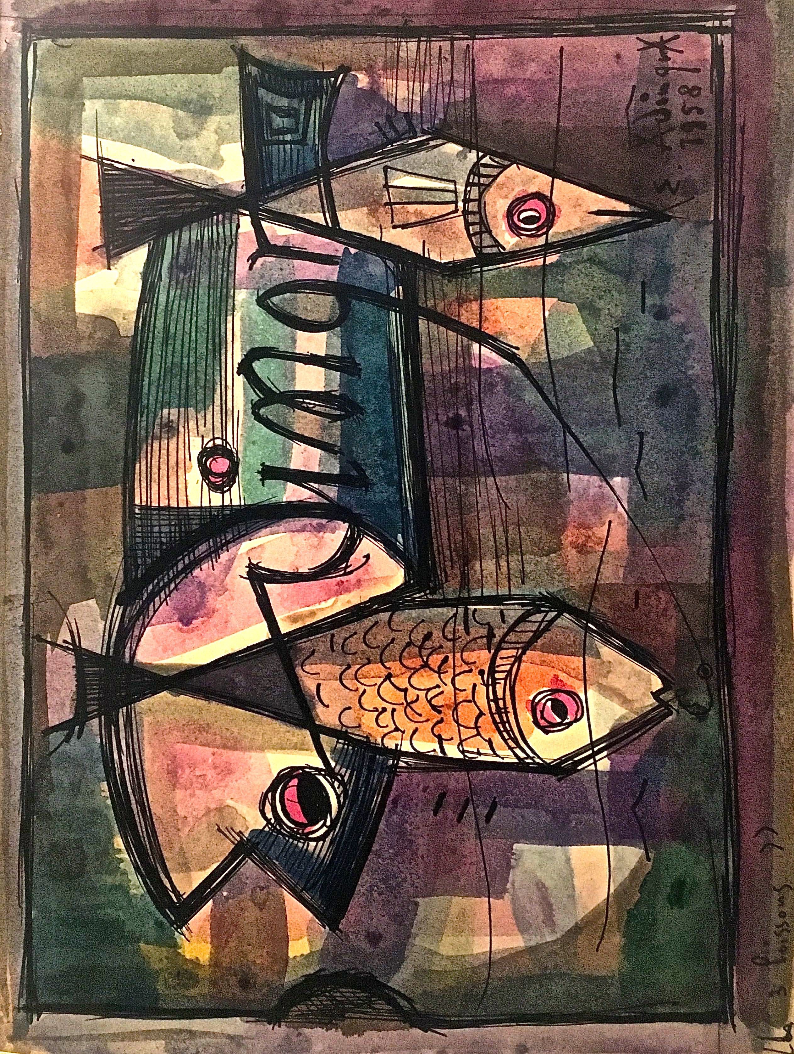 E. X Jing, 1958 Poissons Fish E. X Jing, 1958 Poissons Fish