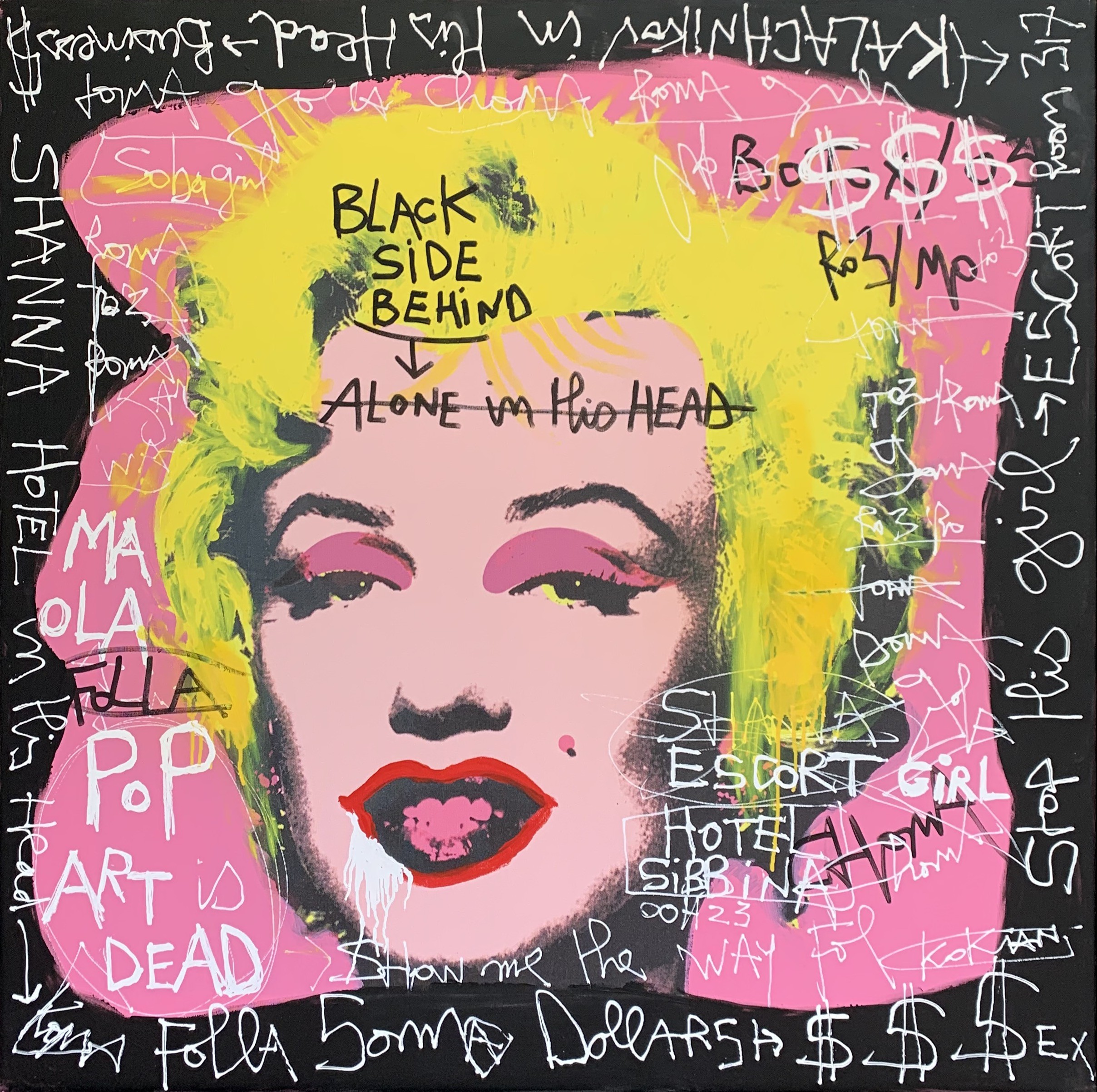 Kokian, Pink Marilyn, black side behind Kokian, Pink Marilyn, black side behind