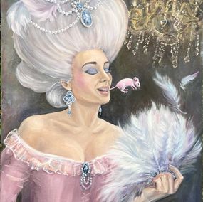 Gemälde, A pink mouse jumped out of her mouth while singing. Based on the play Faust by Goethe, Evgeniya Kapatskaya