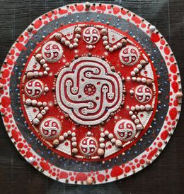 Fine Art Drawings, Trypillian swastika. Amulet. National symbol of the land of Ukraine. Ethno style., Vitalia Stupak