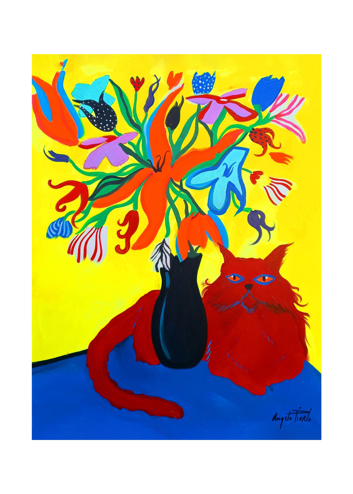 Angélo Pierlo, Le chat rouge - Reproduction digigraphie Angélo Pierlo, Le chat rouge - Reproduction digigraphie
