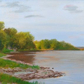 Painting, July River, Peter Carella