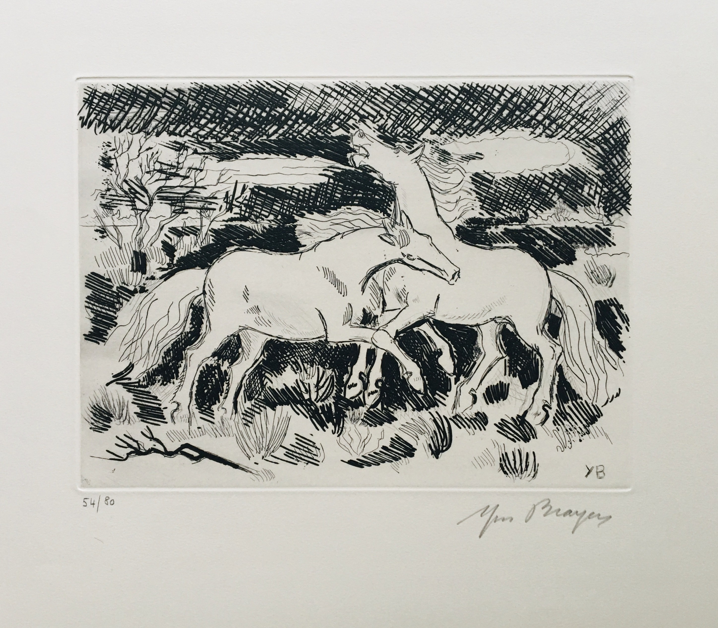 Yves Brayer, Chevaux se battant Yves Brayer, Chevaux se battant