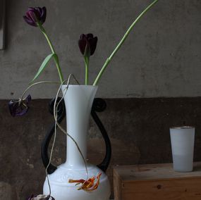 Fotografien, Still life with Tulips, and a Pale Blue Opalina Vase, Antwerp, Michael James O'Brien