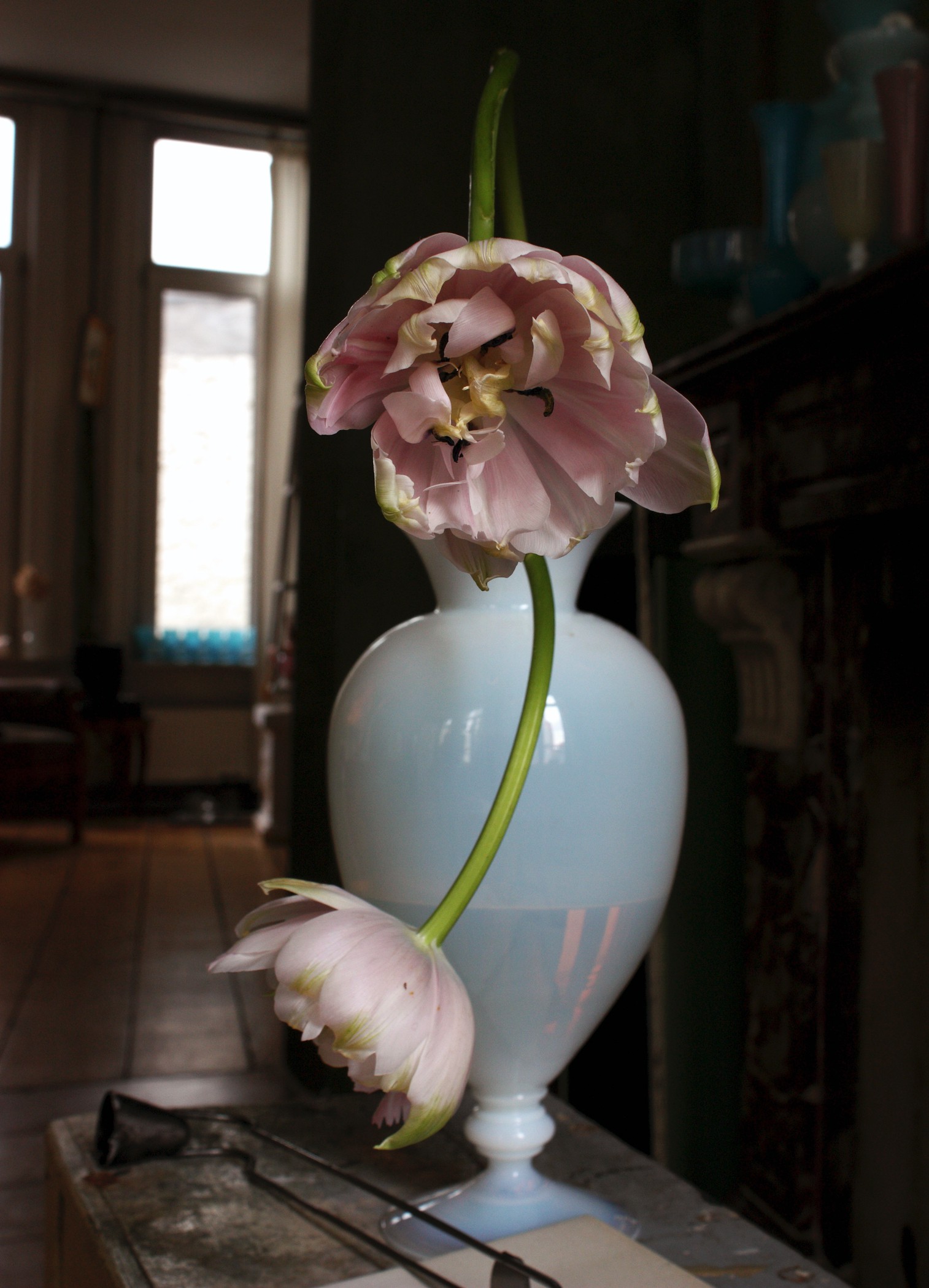 Michael James O'Brien, Still Life with Pink Tulips and an Opalina Vase, Antwerp Michael James O'Brien, Still Life with Pink Tulips and an Opalina Vase, Antwerp