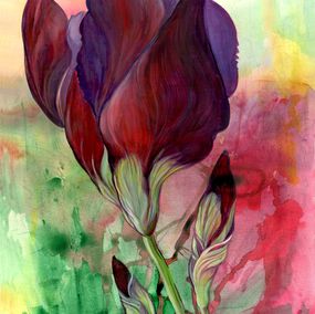 Gemälde, Large Floral Painting, Red Iris I, Kathleen Ney