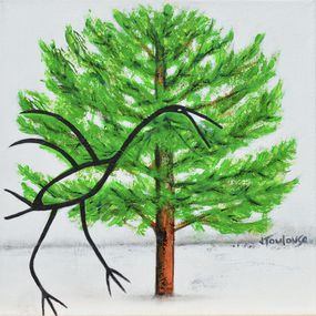 Gemälde, Crane at Pine Tree, Janice Toulouse