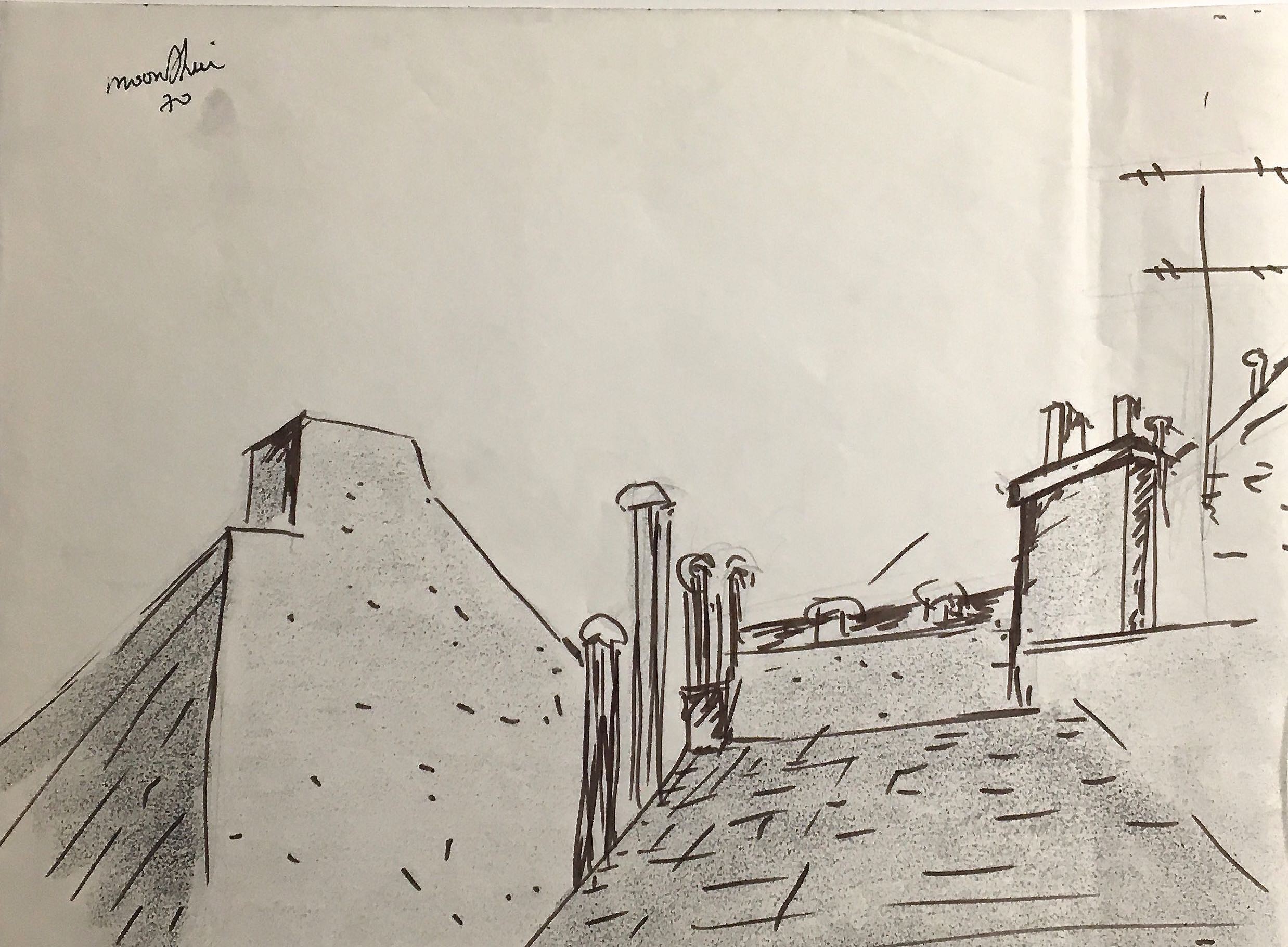 Moon Shin, Les toits de PARIS Roofs 1970 Moon Shin, Les toits de PARIS Roofs 1970