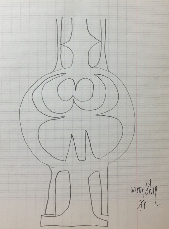 Moon Shin, Moon Shin 1971 Black Monumental Sculpture, Fine Art Drawings on Fine art paper