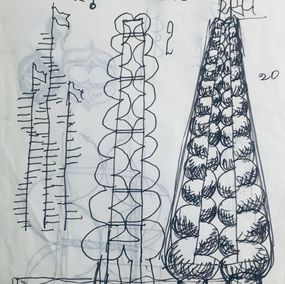 Dessin, Totem de Barcares, 1970 à Seoul Olympiads, 1988, Moon Shin