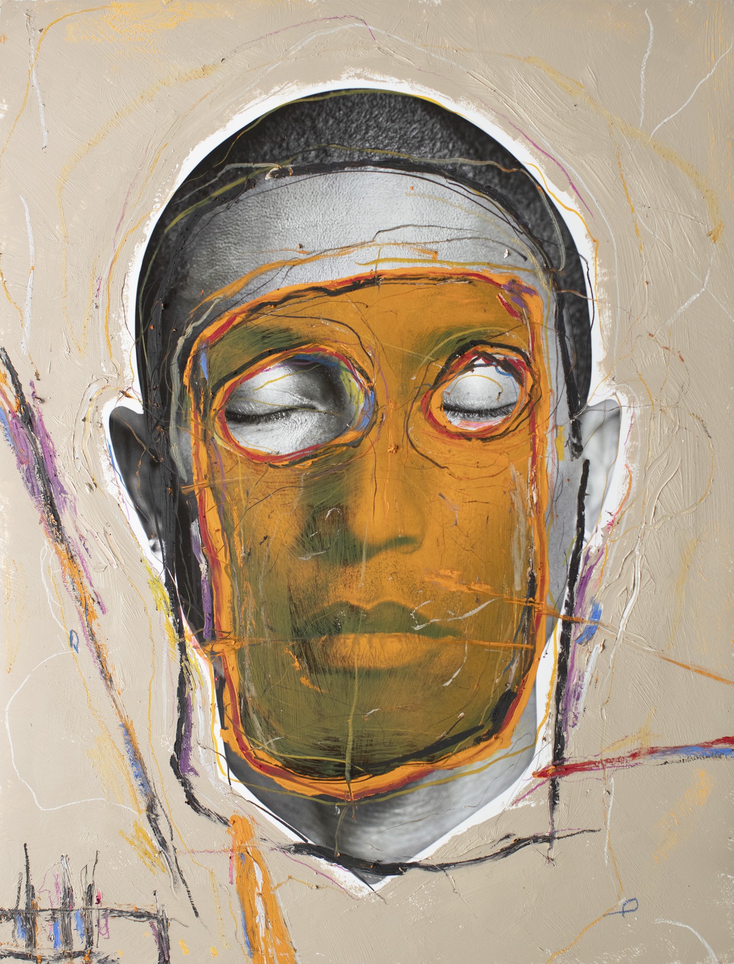 Hunter & Gatti, Autre Moi, Pharrell Williams portrait. Photograph intervened by the artists. Hunter & Gatti, Autre Moi, Pharrell Williams portrait. Photograph intervened by the artists.