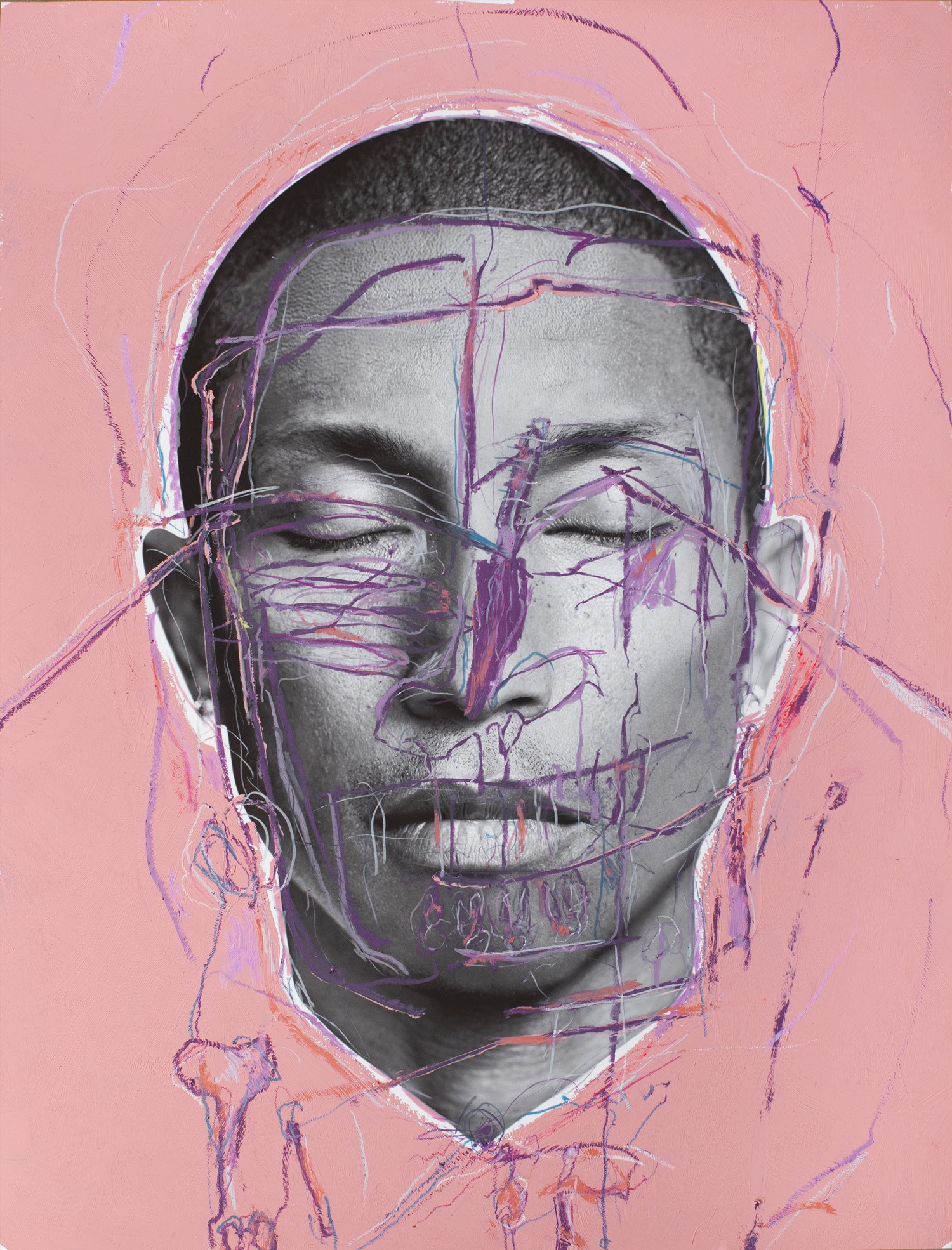 Hunter & Gatti, Lotophage, Pharrell Williams Portrait. Photograph intervened by the artists. Hunter & Gatti, Lotophage, Pharrell Williams Portrait. Photograph intervened by the artists.