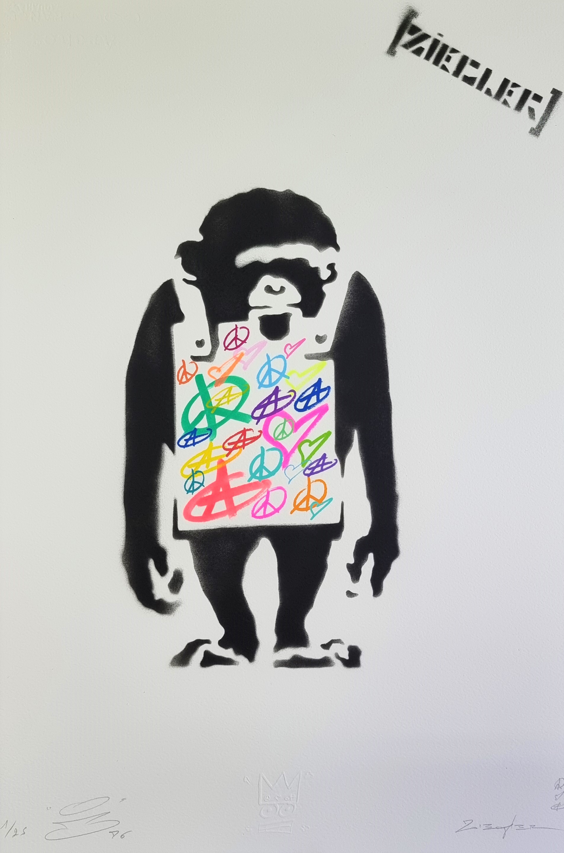 Ziegler T, Peace love and anarchy monkey sign Ziegler T, Peace love and anarchy monkey sign