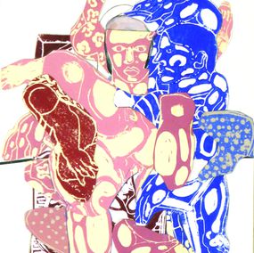 Fine Art Drawings, Couple rose et bleu, Pascal Marlin