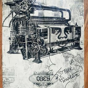 JP Malot, Original Shoot The Bank stencil (on Obey poster) JP Malot, Original Shoot The Bank stencil (on Obey poster)