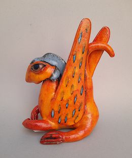 Sculpture, Orange Funny Dragon I, Viktor Zuk