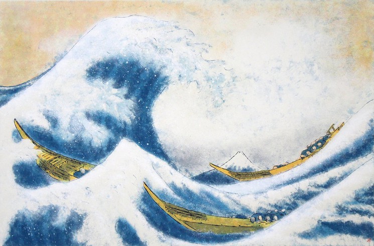 Art Print Hokusai - The Great Wave of Kanagawa - 100 x 50 cm