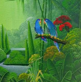 Peinture, Deux oiseaux, Albott Bonhomme