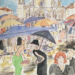 Fine Art Drawings, Marché de Bozas, Hippolyte Romain