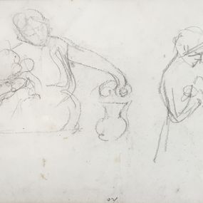 Dibujo, La toilette, Eugène Carrière
