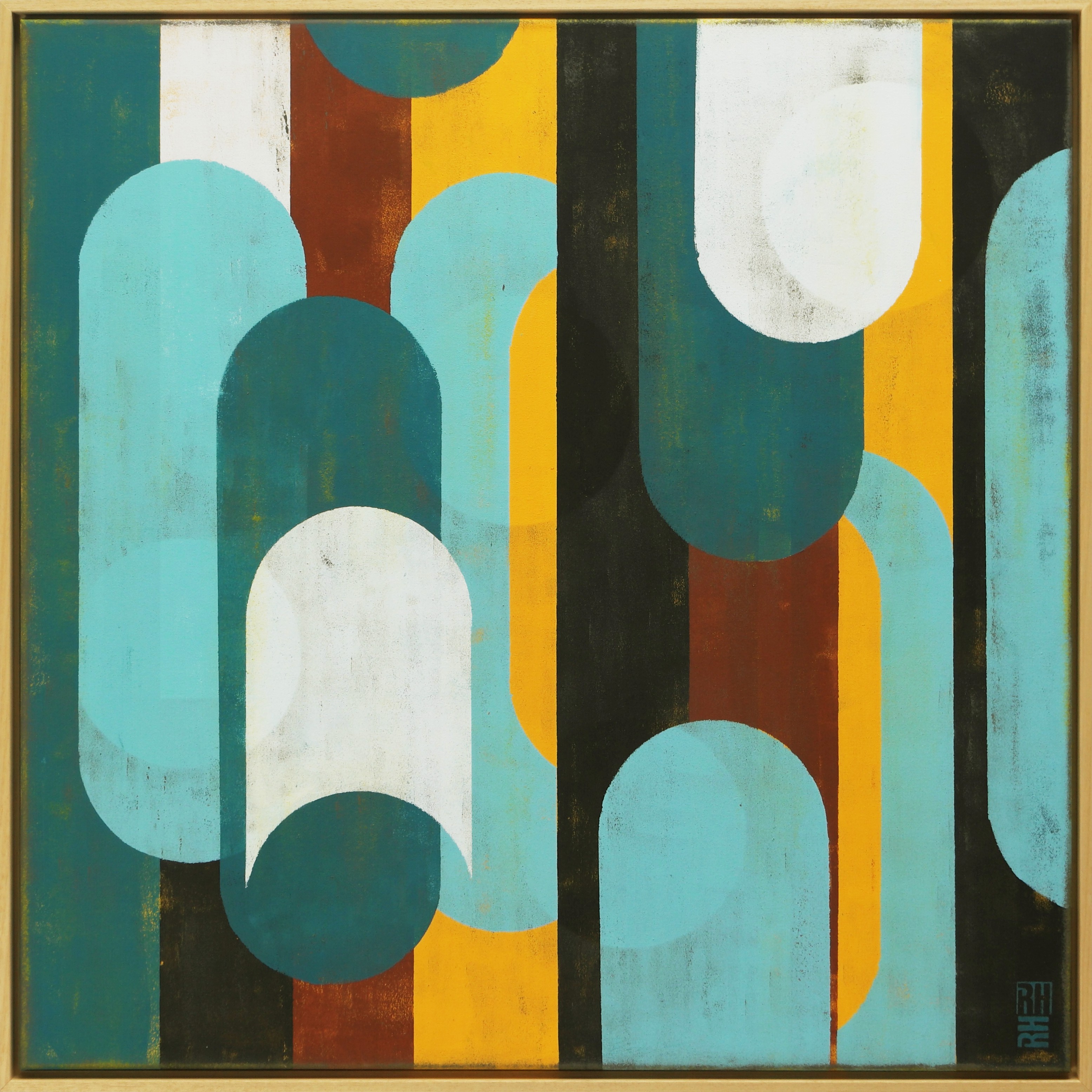 Ronald Hunter, Traffic Brown & Yellow Square - Incl frame Ronald Hunter, Traffic Brown & Yellow Square - Incl frame