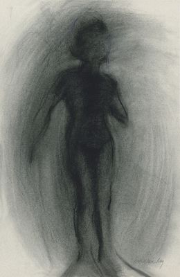Zeichnungen, Essence I, abstract charcoal drawing, Kathleen Ney