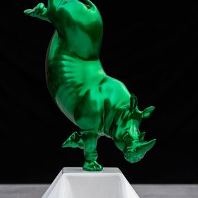 Sculpture, Le Rhino danseur Apple green, Xavier Wttrwulghe