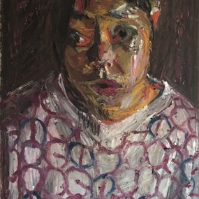 Painting, Woman in patterned sweater, Kouta Sasai