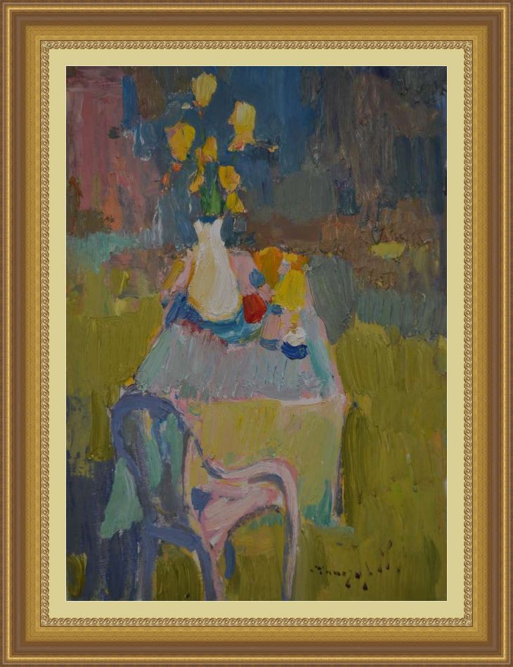 Alexander Shandor, Lunch, Oil on Cardboard, Painting by Shandor Alexander Alexander Shandor, Lunch, Oil on Cardboard, Painting by Shandor Alexander