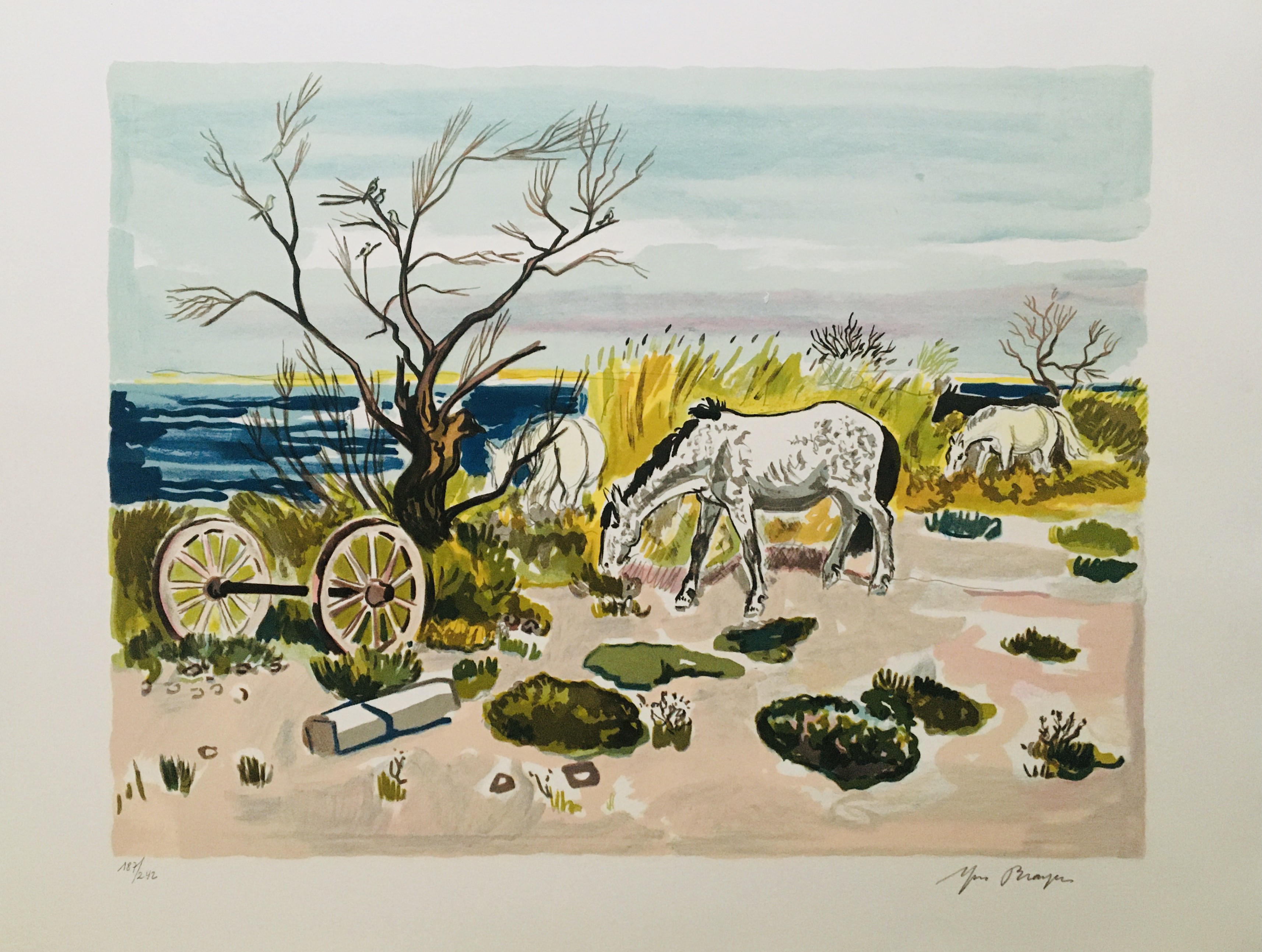 Yves Brayer, Chevaux au bord de l'étang Yves Brayer, Chevaux au bord de l'étang