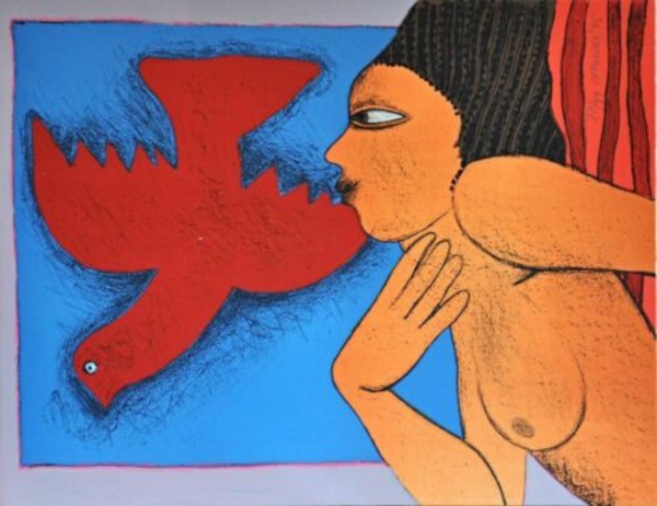 Corneille, La femme et l’oiseau rouge Corneille, La femme et l’oiseau rouge