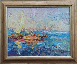 Peinture, The scorching sun. Boats, Oleksandr Khrapachov
