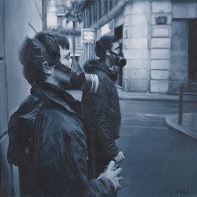 Peinture, Two masks, Lassana Sarr