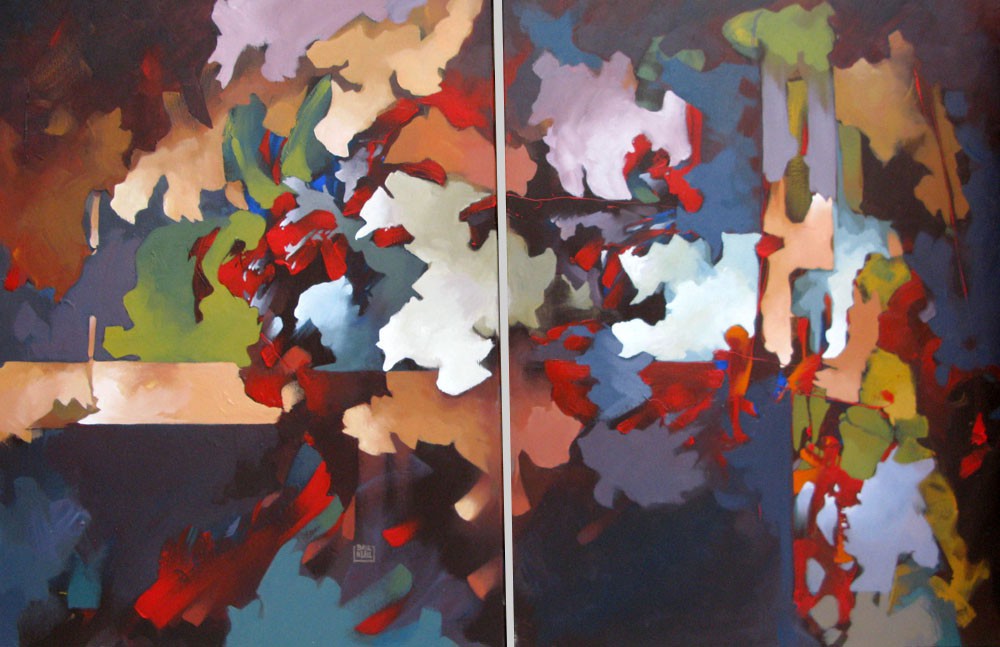 Bruneau, Peinture abstraite 25 Diptyque Bruneau, Peinture abstraite 25 Diptyque