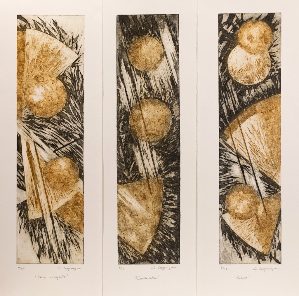 Caroline Lesgourgues, Triptyque, série gravures et collagraphies Caroline Lesgourgues, Triptyque, série gravures et collagraphies