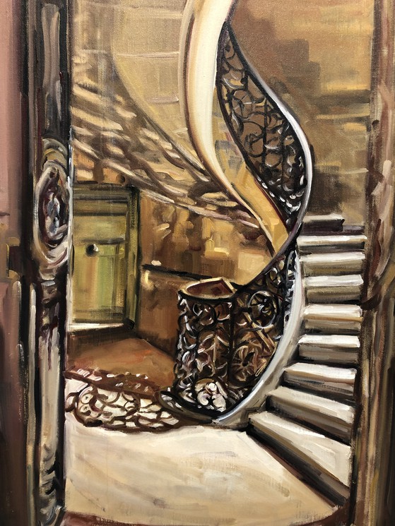 Le vieil escalier  Peinture, Tableau abstrait, Peinture sur toile
