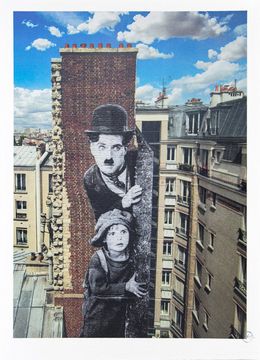 Unframed, Charlie Chaplin revu par JR, The Kid, Charlie Chaplin & Jackie Coogan, USA, 1923, de jour Paris, JR