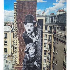 Unframed, Charlie Chaplin revu par JR, The Kid, Charlie Chaplin & Jackie Coogan, USA, 1923, de jour Paris