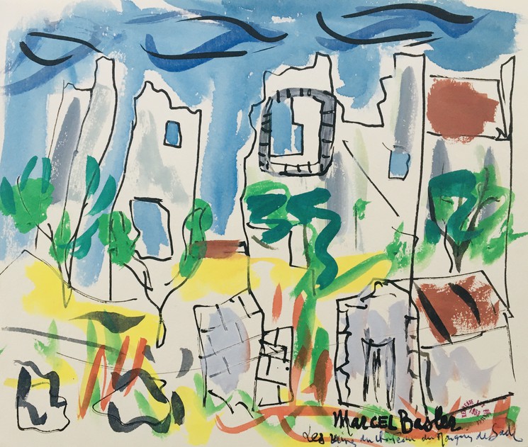 Marcel Basler, Les ruines du Château du Marquis de Sade, Zeichnungen auf Papier