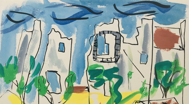 Marcel Basler, Les ruines du Château du Marquis de Sade, Zeichnungen auf Papier