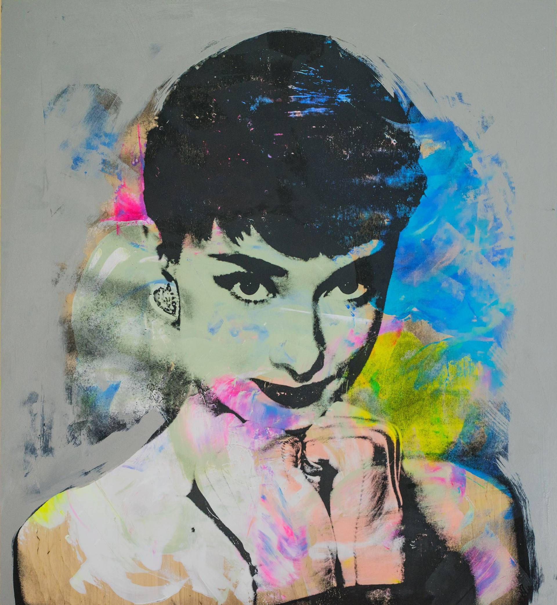 Audrey Hepburn pop art portrait painting, popular culture