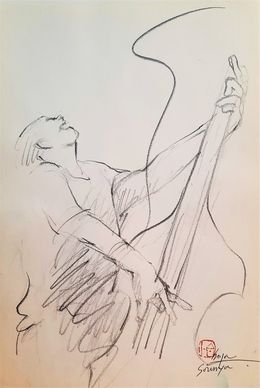 Dessin, Musicien contrebassiste, Sounya Whang
