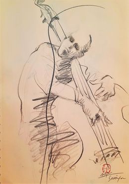 Dessin, Musicien contrebassiste, Sounya Whang