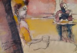 Dessin, Les solitaires au bar parisien, Sounya Whang