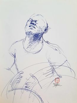 Dessin, Joueur de djembé, Sounya Whang