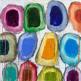 "Gridish #15" - Contemporary Multimedia Abstract Painting, Guy Lyman