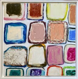 "Gridish #17" - Framed Contemporary Multimedia Abstract Painting, Guy Lyman
