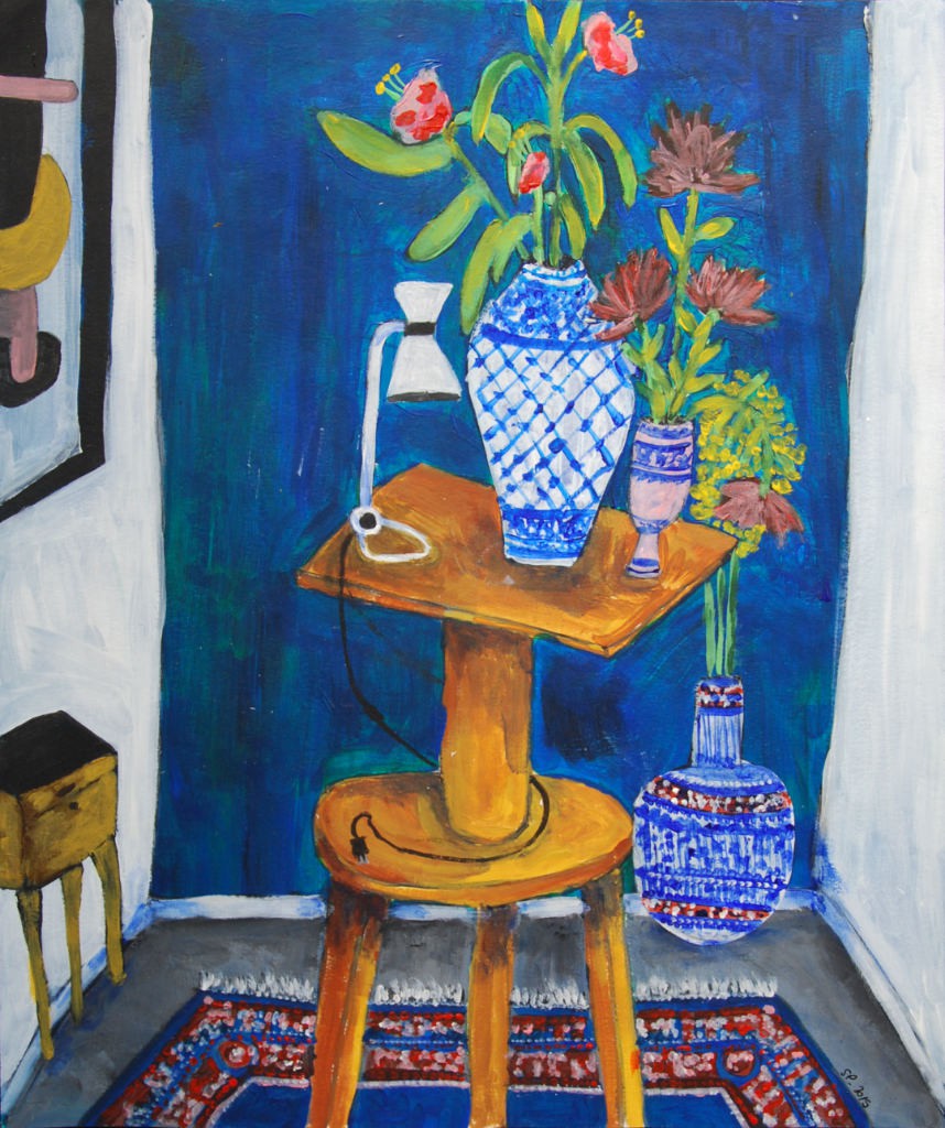 Sandra Paris, La sellette au vase bleu Sandra Paris, La sellette au vase bleu