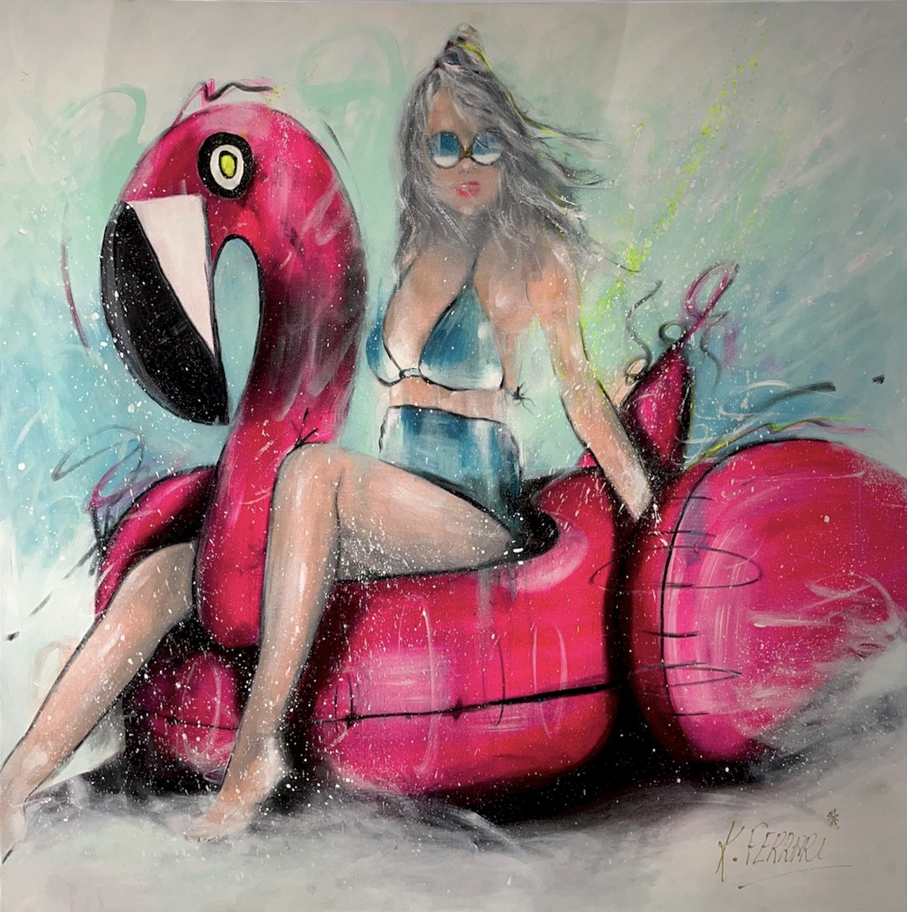 Katia Ferrari, Flamingo in Beach Katia Ferrari, Flamingo in Beach